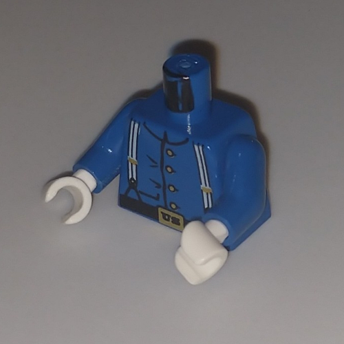 Torso Jacket, Cavalry Uniform, 4 Buttons, Suspenders Print, Blue Arms, White Hands