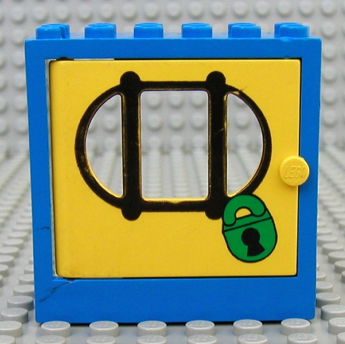 LEGO part Fabuland, Door Frame 2 x 6 x 5 with Yellow Door with Police Lock Print [Complete Assembly]