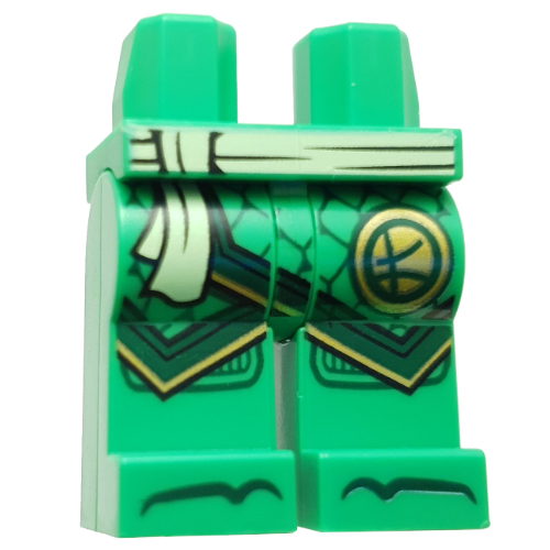 Hips and Bright Green Legs with Robes, Dark green Trim, Scales, Gold Symbol print