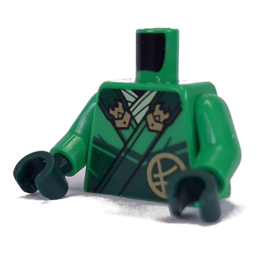 Torso Robe, Dark Green Trim, Gold Decorations print, Bright Green Arms, Dark Green Hands