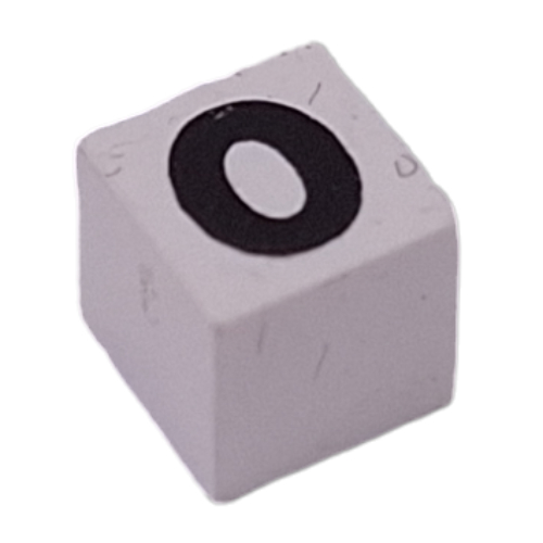 Modulex Tile 1 x 1 with Black '0' print, Black Lining on Sides Only