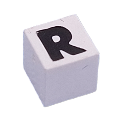 Modulex Tile 1 x 1 with R print - Black Lining on Top and Sides