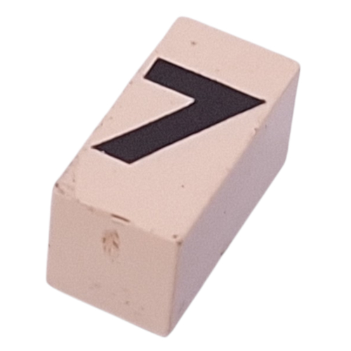 Modulex Tile 1 x 2 with Black '7' print, without Internal Supports