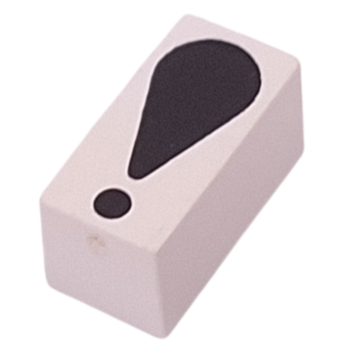 Modulex Tile 1 x 2 with Black '!' print, without Internal Supports