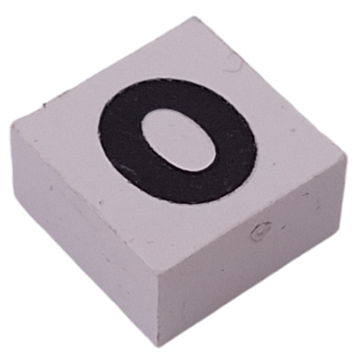 Modulex Tile 2 x 2 with Black '0' print, without Internal Supports