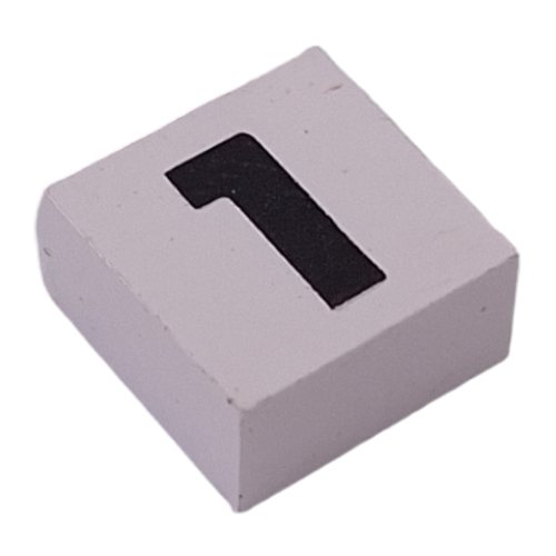 Modulex Tile 2 x 2 with Black '1' print, without Internal Supports