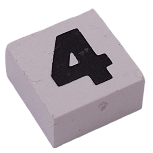 Modulex Tile 2 x 2 with Black '4' print, without Internal Supports