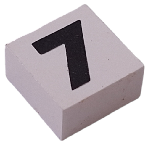 Modulex Tile 2 x 2 with Black '7' print, without Internal Supports