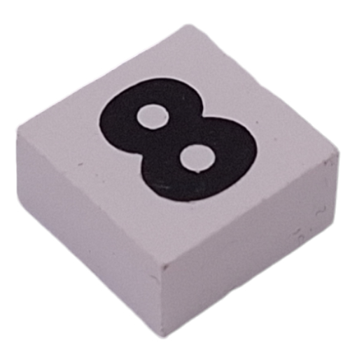 Modulex Tile 2 x 2 with Black '8' print, without Internal Supports