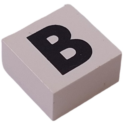Modulex Tile 2 x 2 with Black 'B' print, without Internal Supports