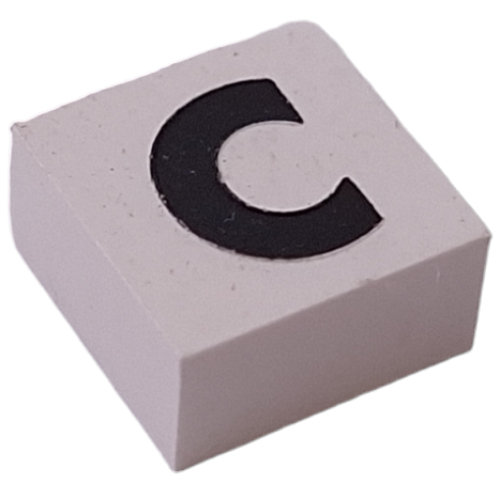 Modulex Tile 2 x 2 with Black 'C' print, without Internal Supports