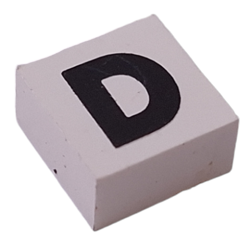 Modulex Tile 2 x 2 with Black 'D' print, without Internal Supports