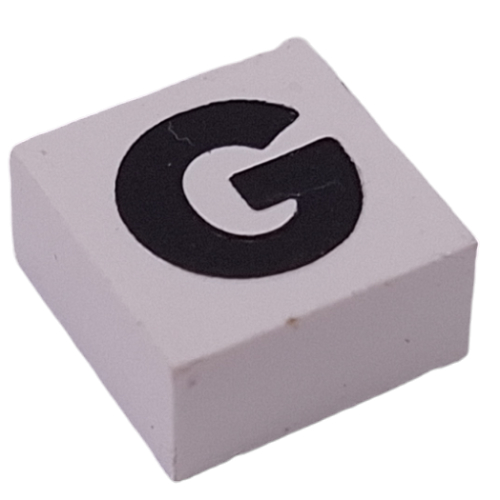 Modulex Tile 2 x 2 with Black 'G' print, without Internal Supports