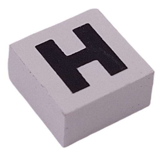 Modulex Tile 2 x 2 with Black 'H' print, without Internal Supports
