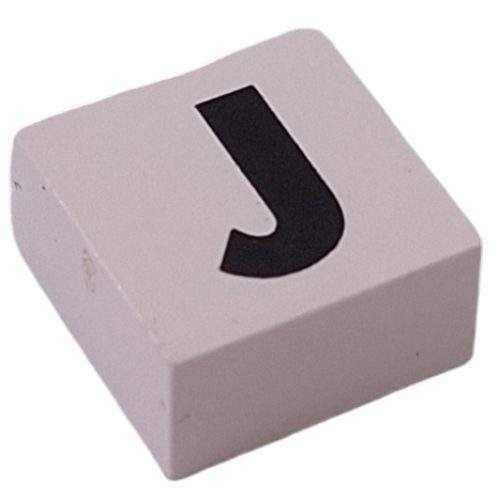 Modulex Tile 2 x 2 with Black 'J' print, without Internal Supports