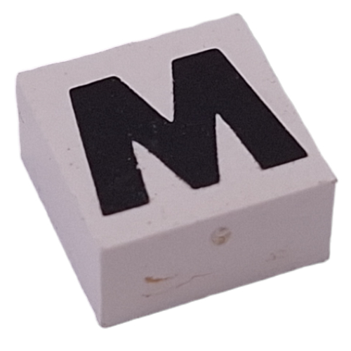 Modulex Tile 2 x 2 with Black 'M/W' print, without Internal Supports