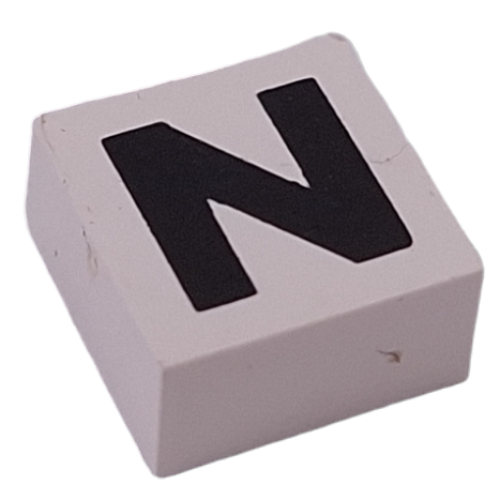 Modulex Tile 2 x 2 with Black 'N' print, without Internal Supports