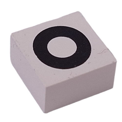 Modulex Tile 2 x 2 with Black 'O' print, without Internal Supports