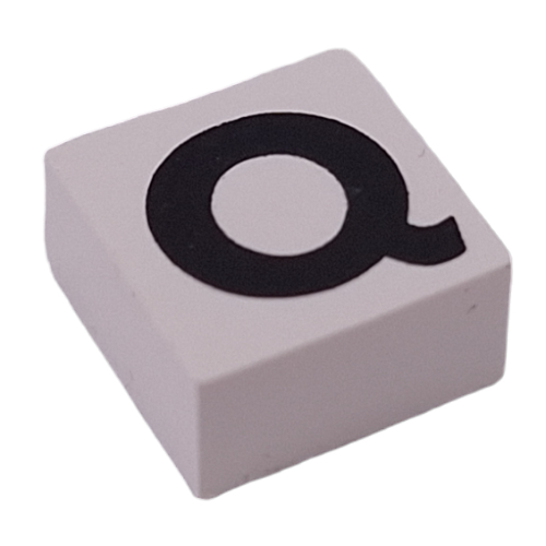 Modulex Tile 2 x 2 with Black 'Q' print, without Internal Supports