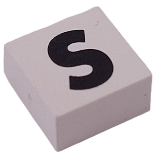 Modulex Tile 2 x 2 with Black 'S' print, without Internal Supports