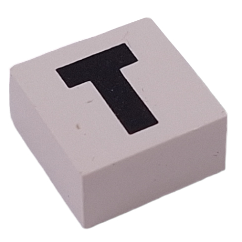 Modulex Tile 2 x 2 with Black 'T' print, without Internal Supports