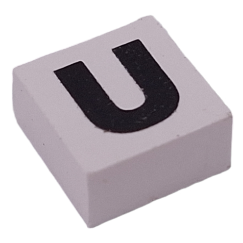 Modulex Tile 2 x 2 with Black 'U' print, without Internal Supports