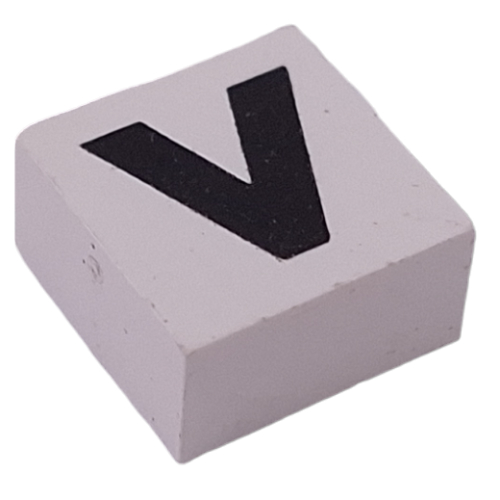 Modulex Tile 2 x 2 with Black 'V' print, without Internal Supports