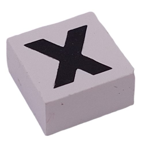 Modulex Tile 2 x 2 with Black 'X' print, without Internal Supports