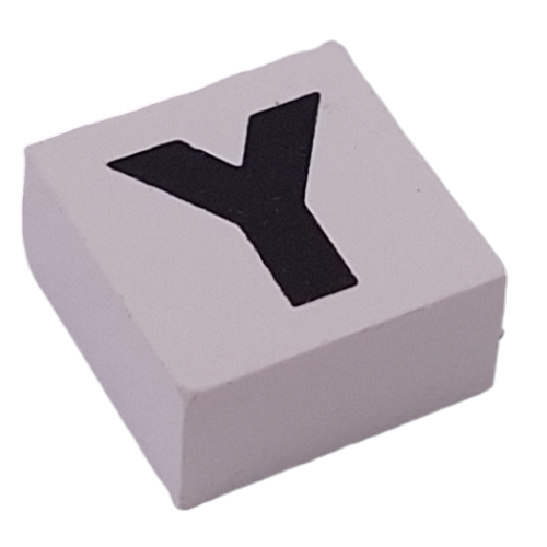 Modulex Tile 2 x 2 with Black 'Y' print, without Internal Supports