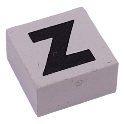 Modulex Tile 2 x 2 with Black 'Z' print, without Internal Supports