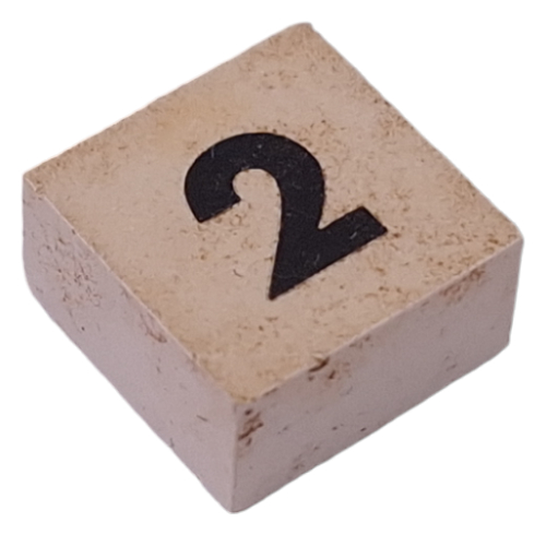 Modulex Tile 2 x 2 with Small Black '2' print, without Internal Supports