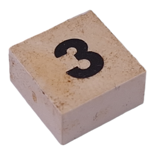 Modulex Tile 2 x 2 with Small Black '3' print, without Internal Supports