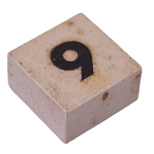 Modulex Tile 2 x 2 with Small Black '6/9' print, without Internal Supports