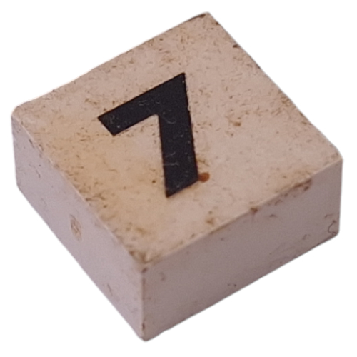 Modulex Tile 2 x 2 with Small Black '7' print, without Internal Supports