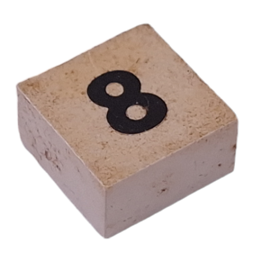 Modulex Tile 2 x 2 with Small Black '8' print, without Internal Supports