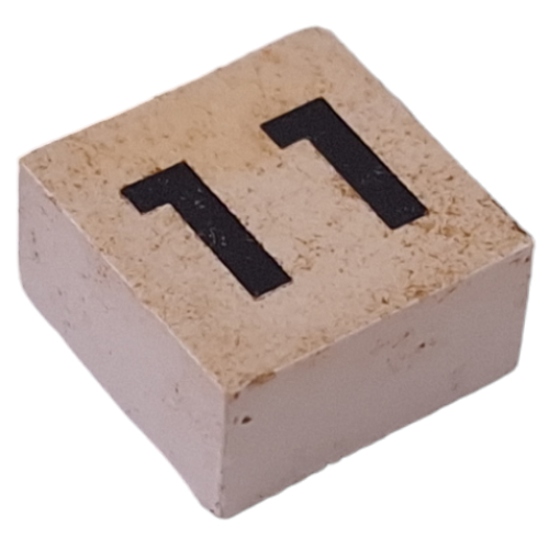 Modulex Tile 2 x 2 with Small Black '11' print, without Internal Supports