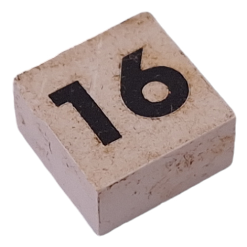 Modulex Tile 2 x 2 with Small Black '16' print, without Internal Supports