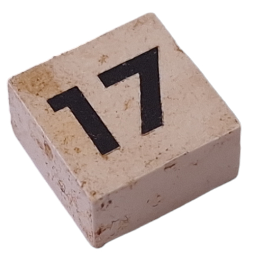 Modulex Tile 2 x 2 with Small Black '17' print, without Internal Supports