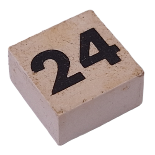 Modulex Tile 2 x 2 with Small Black '24' print, without Internal Supports