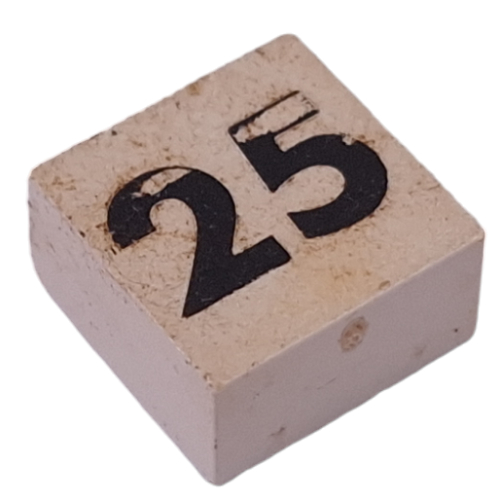 Modulex Tile 2 x 2 with Small Black '25' print, without Internal Supports