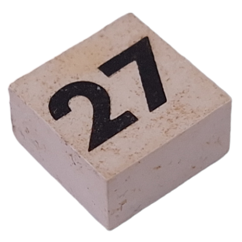 Modulex Tile 2 x 2 with Small Black '27' print, without Internal Supports