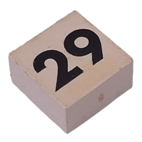 Modulex Tile 2 x 2 with Small Black '29' print, without Internal Supports