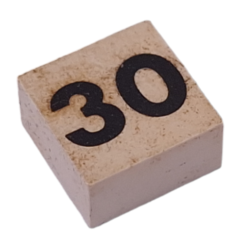 Modulex Tile 2 x 2 with Small Black '30' print, without Internal Supports