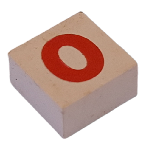 Modulex Tile 2 x 2 with Red '0' print, without Internal Supports