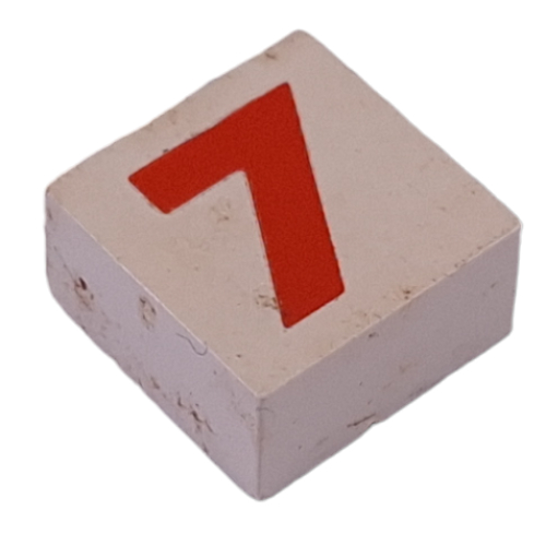 Modulex Tile 2 x 2 with Red '7' print, without Internal Supports