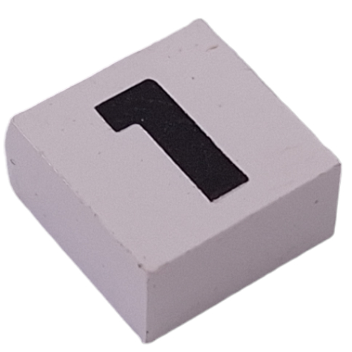 Modulex Tile 2 x 2 with Black '1' print, Internal Supports