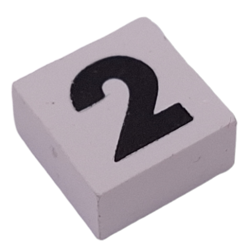 Modulex Tile 2 x 2 with Black '2' print, Internal Supports