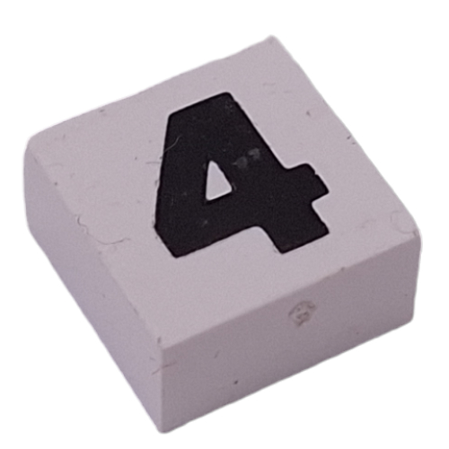 Modulex Tile 2 x 2 with Black '4' print, Internal Supports