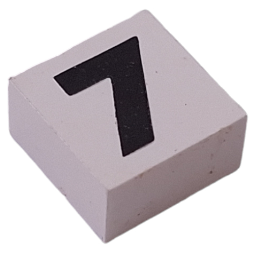 Modulex Tile 2 x 2 with Black '7' print, Internal Supports