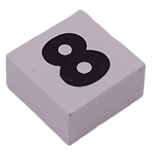 Modulex Tile 2 x 2 with Black '8' print, Internal Supports